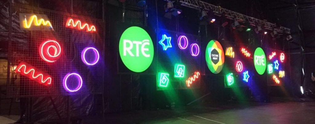 RTE neon signage and light boxes colourful